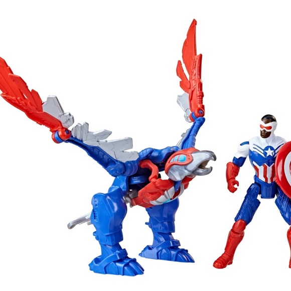 MARVEL MECH STRIKE MECHASAURS CAPTAIN AMERICA & REDWING 4" FIGURE - Picture 2 of 6